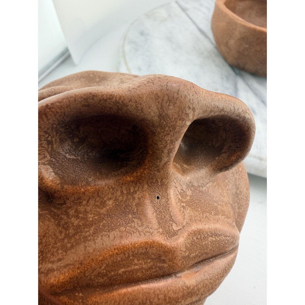 Vintage Studio Pottery Face Jar With Lid Nose Pot Whimsical Surrealist Brutalist - Picture 15 of 17